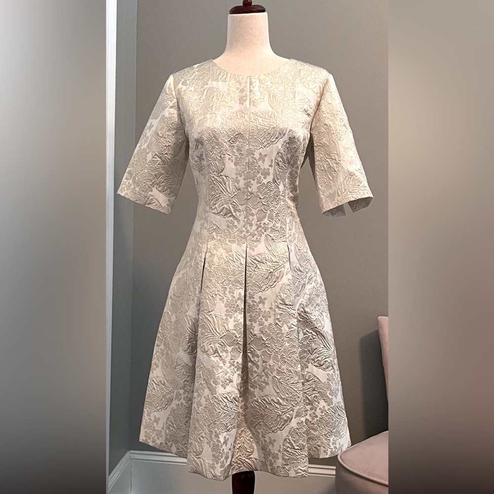 Preston & York white and gold dress